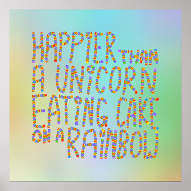 Poster Plus Heureux Qu'Une Unicorne Qui Mange Du Gâteau S (Devant)