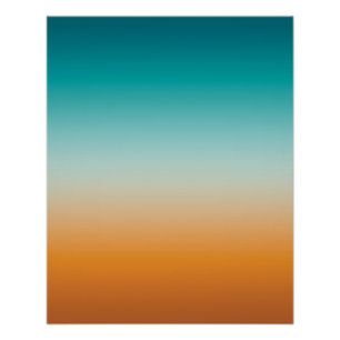 Poster Plutôt Ombre Sunny Orange & Turquoise Blue Gradien