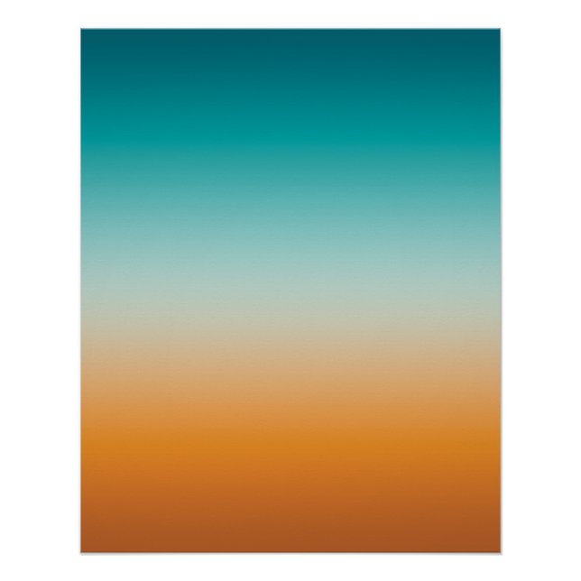 Poster Plutôt Ombre Sunny Orange & Turquoise Blue Gradien (Devant)