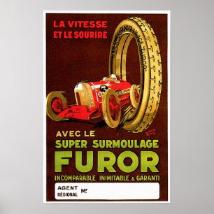 Poster Pneus de fourrure ~ Pneus d'automobile Vintage