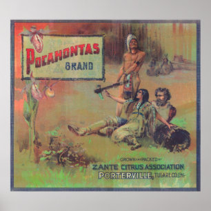 Poster Pocahontas Orange LabelPorterville, CA