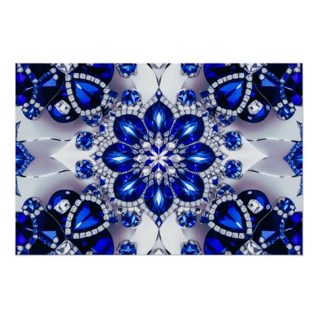 Poster Pochette murale avec design de couleurs Bleues Bla (Devant)