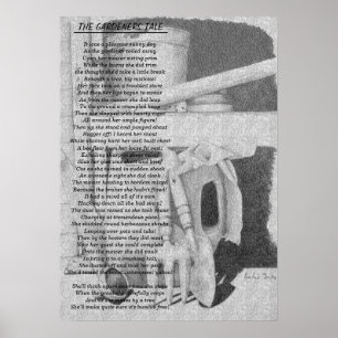Poster Poème amusant et outils de jardin de la vie morte 