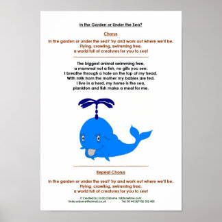 Poster Poème baleine éducation préscolaire et de la petit