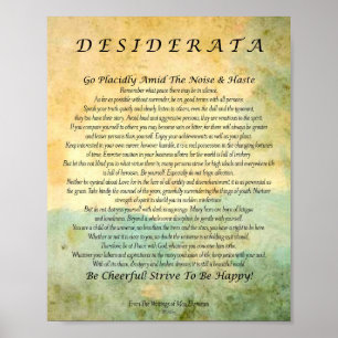 Poster Poème de Desiderata sur la forêt d'aquarelle