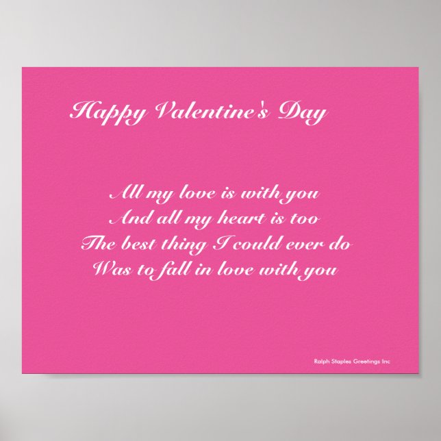 Poster poème de la Saint Valentin pour un amoureux (Devant)