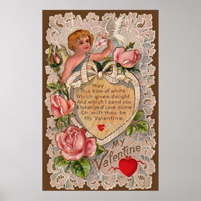 Poster Poème Saint Valentin avec dentelle (Devant)