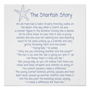 Poster Poème Starfish, histoire Starfish, cadeau Foster m