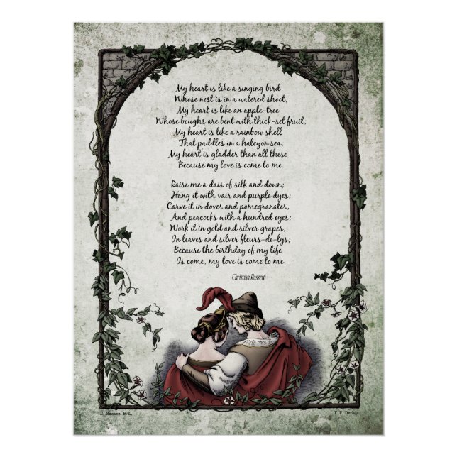 Poster Poésie victorienne Art Rossetti "Amour" Glossy (Devant)