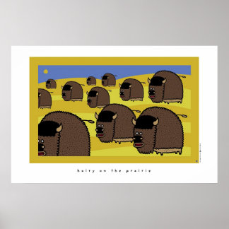 Poster poilu dans la prairie