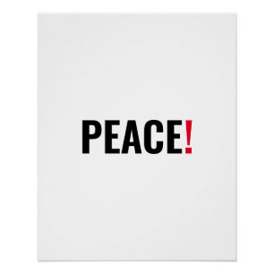 Poster Point d'exclamation de paix blanc noir rouge anti-
