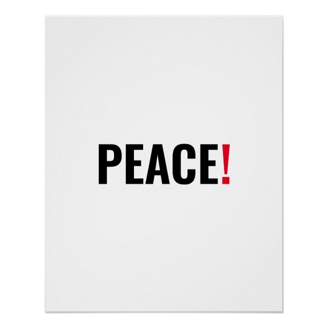Poster Point d'exclamation de paix blanc noir rouge anti- (Devant)