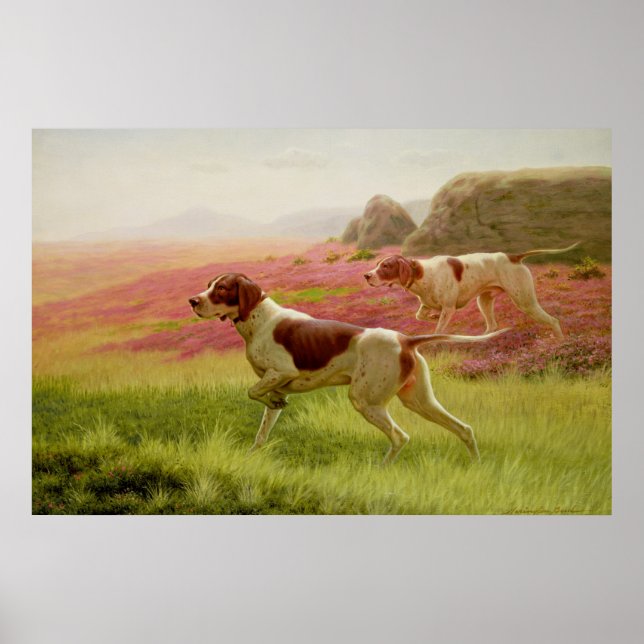 Poster Pointeurs dans un paysage, 19ème siècle (Devant)