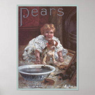Poster Poires Enfant et chien