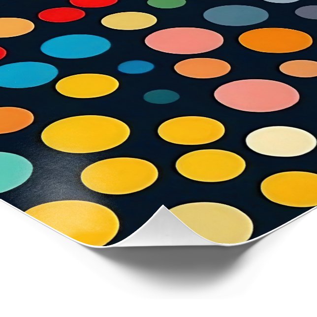 Poster Pois colorés sur Arrière - plan foncé (Coin)