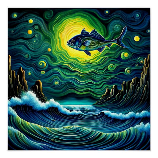 Poster Poisson au clair de lune (Devant)