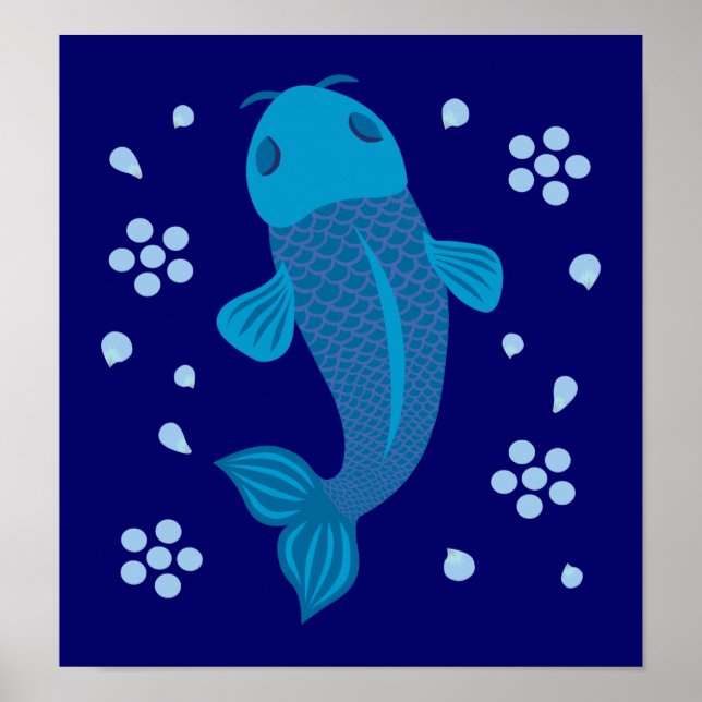 Poster Poisson bleu Koi (Devant)