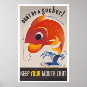 Poster Poisson de propagande 2ÈME GUERRE MONDIALE vintage