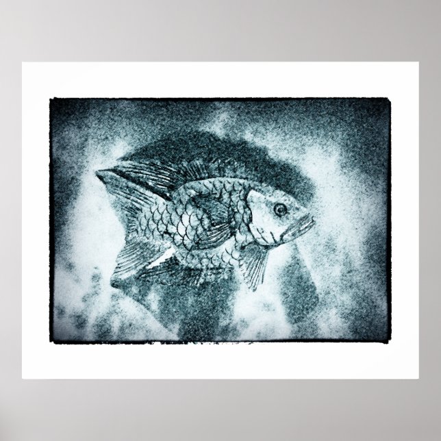 Poster Poisson - encre numérique et art à l'encre photo ( (Devant)