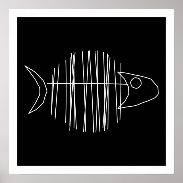 Poster Poisson funky - B & W (Devant)
