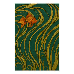 Poster Poisson rouge Art Nouveau