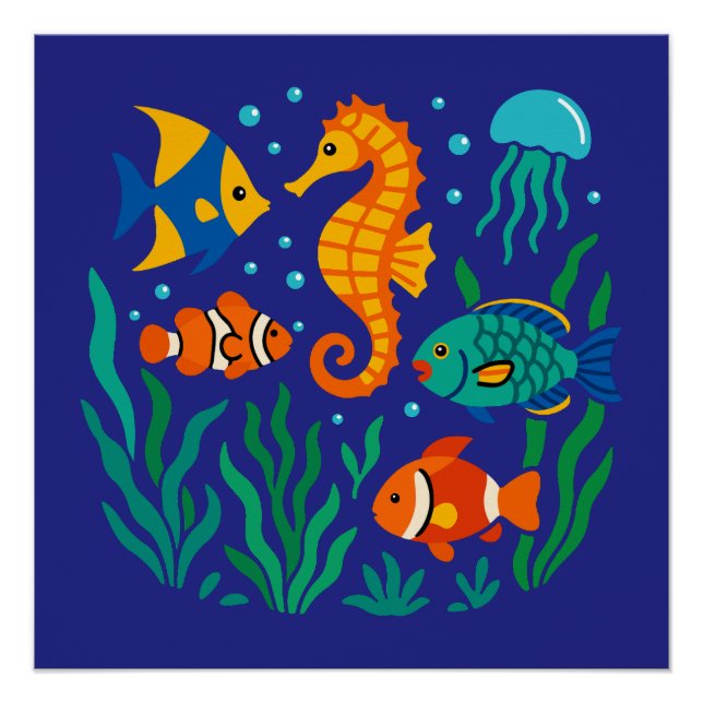 Poster Poisson sous-marin tropical - Vie marine (Devant)