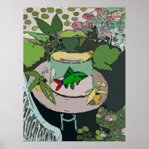 Poster Poisson vert au bol