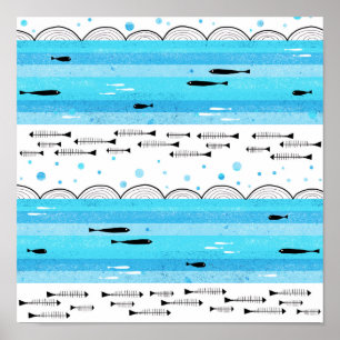 Poster Poissons en mer