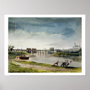 Poster Poissy, des "vues sur la Seine", gravée par Tho