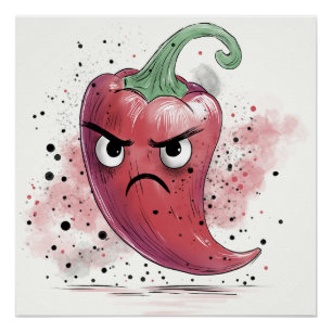 Poster Poivron Grumpy Chili