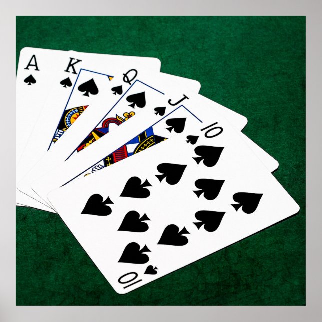 Poster Poker Hands - Royal Flush - Spades Suit (Devant)