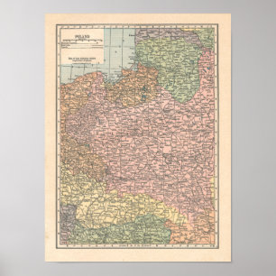 Poster Poland Vintage 1923 Map print