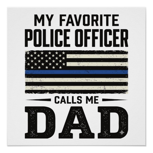 Poster Police Officer Dad Vintage Flag Shirt Design_1 (Devant)