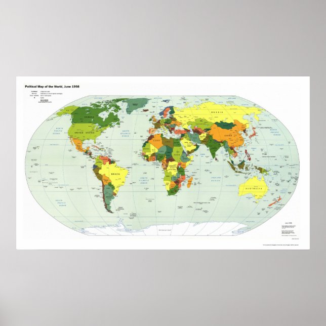 Poster Political Map of The World - 1998 (Devant)