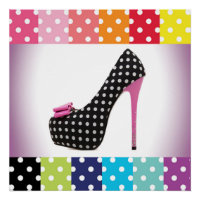 Polka noir et blanc point rose haut talon