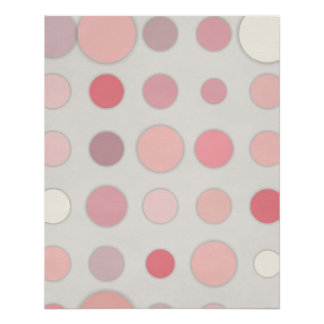 Poster Polka rose pâle point Abstrait sur gris doux