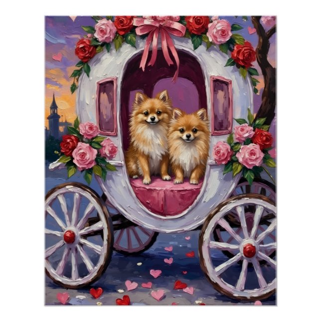 Poster Pomeranian Dog Valentine's Day  (Devant)