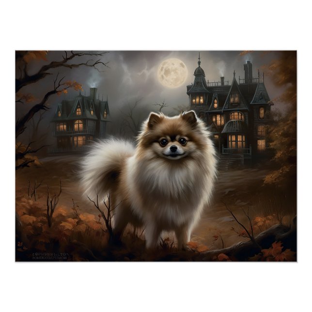Poster Pomeranian Halloween Épouvantable (Devant)