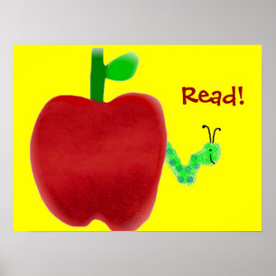 Poster Pomme et ver de livre