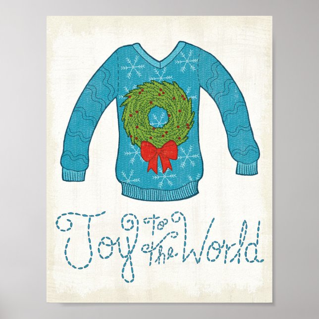 Poster Pomme sauvage | Joy To The World - Sweater de Noël (Devant)