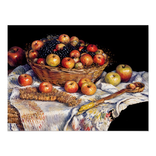 Poster Pommes et raisins (Devant)