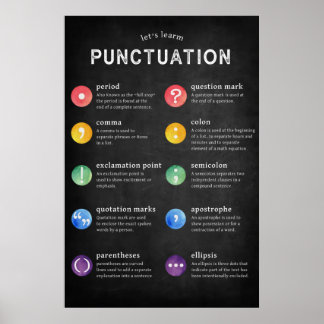 Poster Ponctuation Écriture et Grammaire