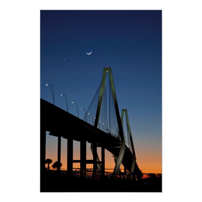 Poster Pont Arthur Ravenel Jr à Dusk (Devant)