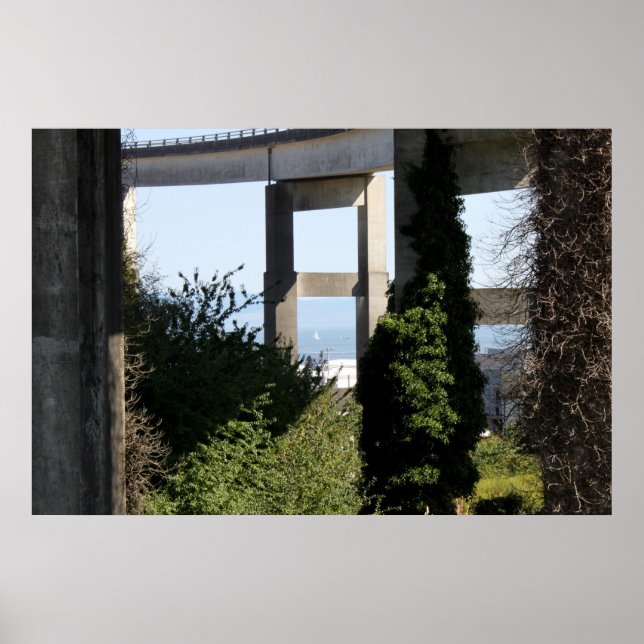 Poster Pont Astoria-Megler Avec Voilier (Devant)