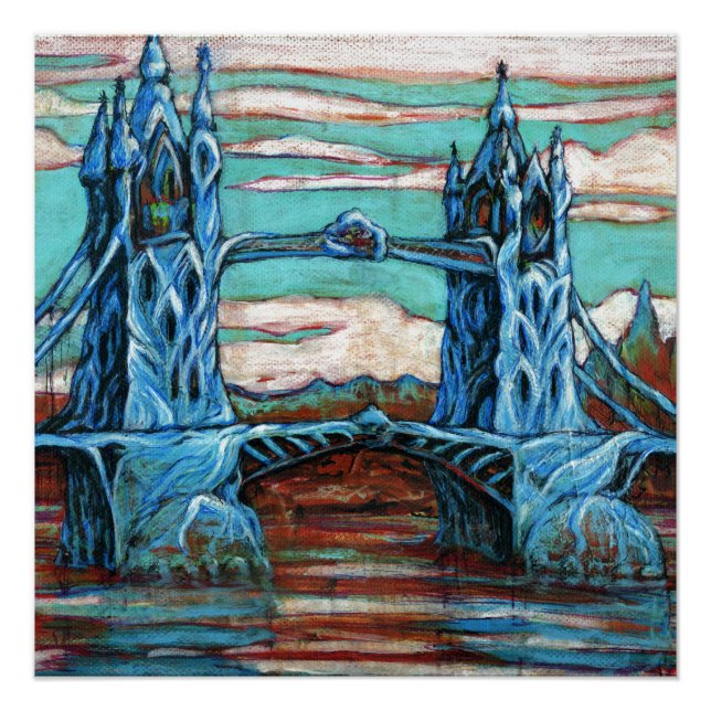 Poster Pont croissant dans une ville d'imaginaires (Devant)