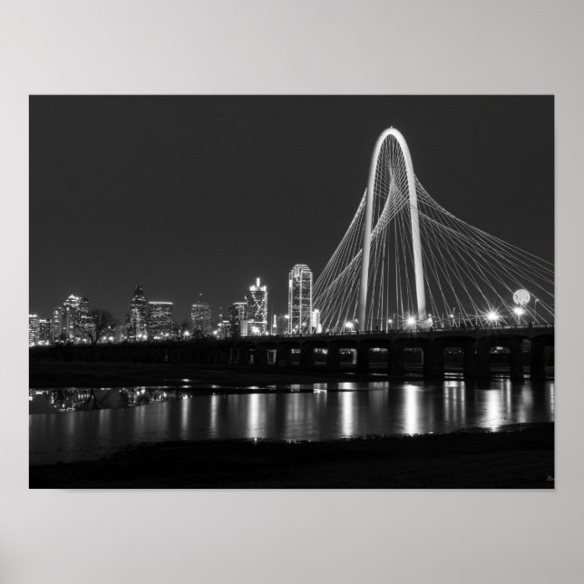 Poster Pont Dallas Vue Niveaux de gris (Devant)