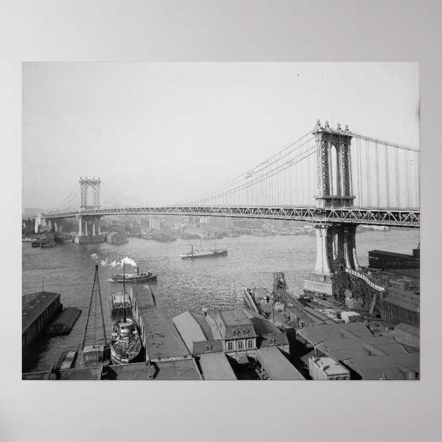 Poster Pont de Manhattan, 1909. Photo vintage (Devant)