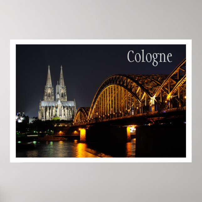 Poster Pont Hohenzollern, Cathédrale de Cologne, Rhin (Devant)