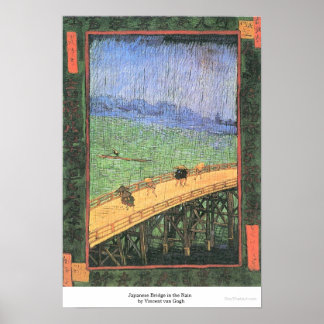 Poster Pont japonais dans la pluie par Vincent van Gogh