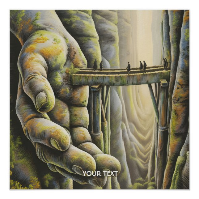 Poster Pont main en pierre mignon Imaginaire (Devant)